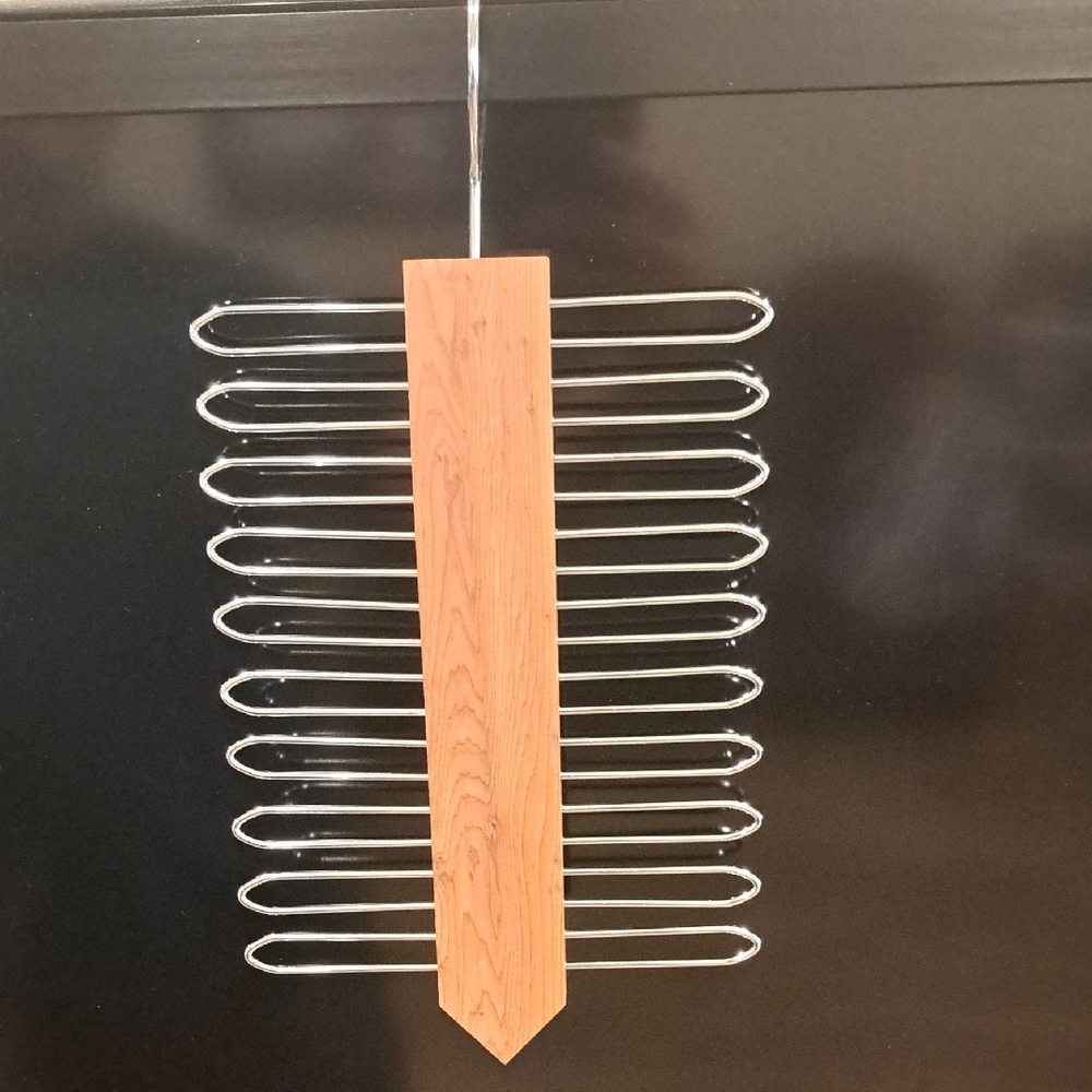 Wooden and Silver Tie Hanger